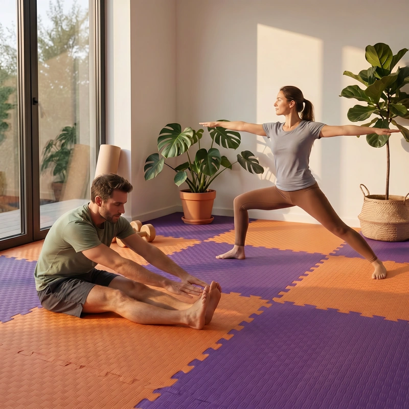 TATAMI PUZZLE Naranja Lila  1x1m | 20mm | Reversible | Antideslizante | Multifuncional