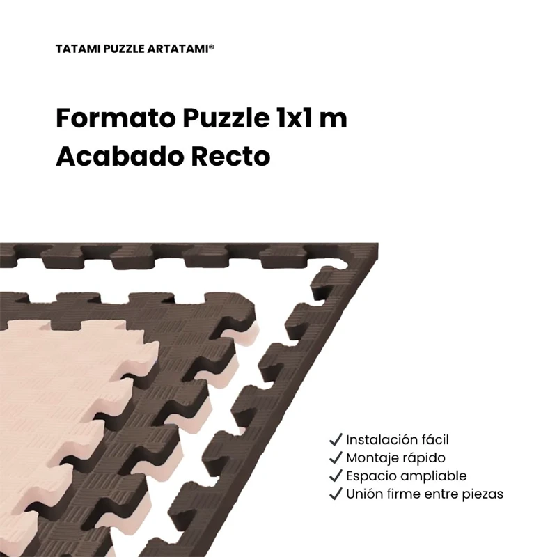 TATAMI PUZZLE  Marrón Beige  1x1m | 40mm | Artes Marciales | Gimnasio | Antideslizante | Suelo Deportivo