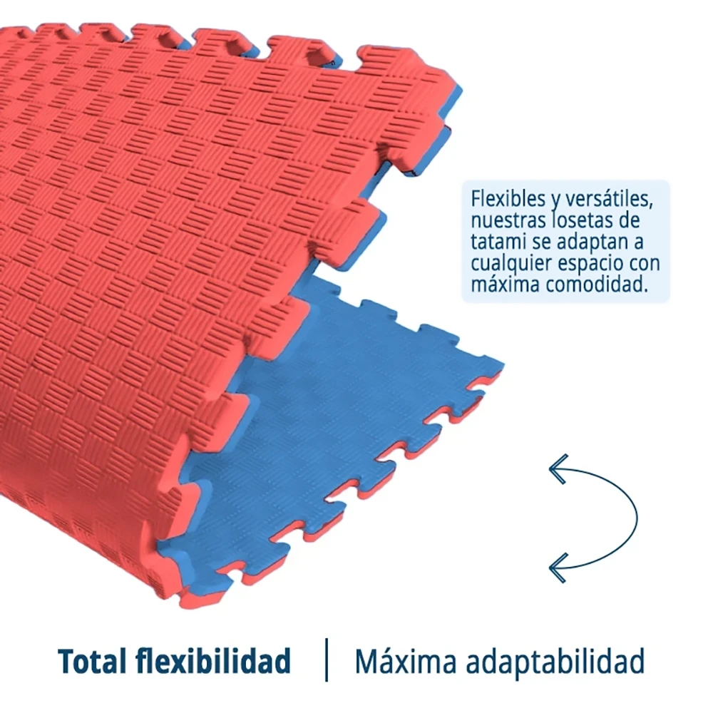 TATAMI PUZZLE Rojo Azul 1x1m | 25mm | Artes Marciales | Gimnasio | Antideslizante | Suelo Deportivo