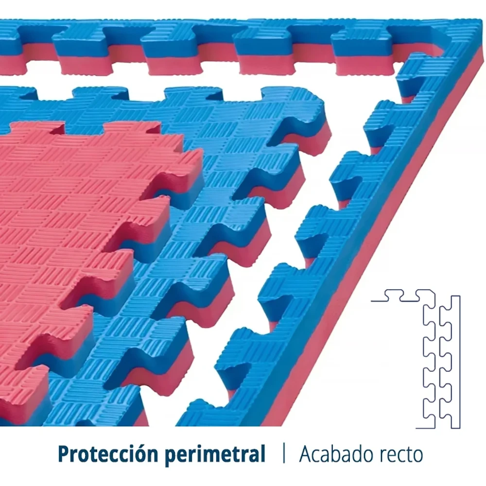 TATAMI PUZZLE Rojo Azul 1x1m | 25mm | Artes Marciales | Gimnasio | Antideslizante | Suelo Deportivo
