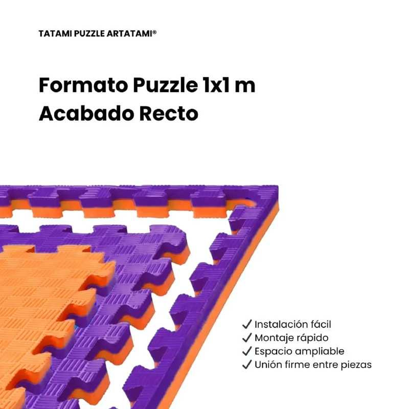 TATAMI PUZZLE Naranja Lila  1x1m | 20mm | Reversible | Antideslizante | Multifuncional