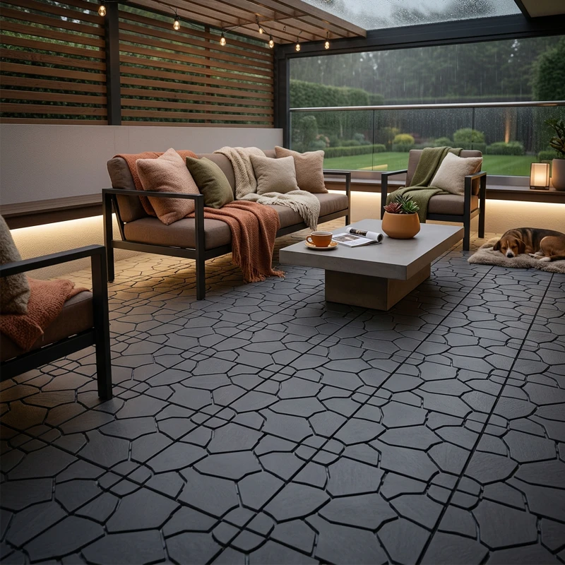 Losetas Composite Tarima Exterior Piedra | Terrazas | Balcón | Piscina | 30x30cm