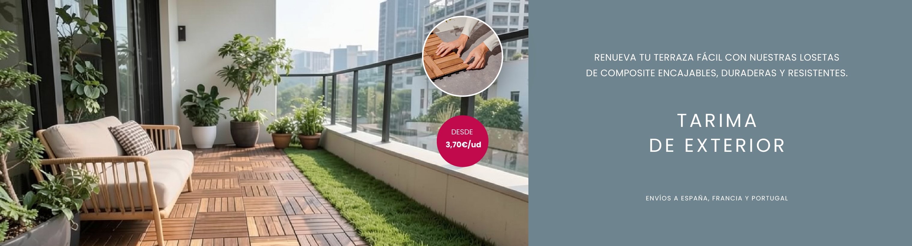 Tarima exterior para terrazas y jardines
